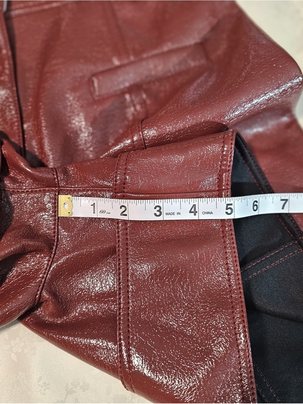 Tibi Burgundy Faux Leather High Rise Shorts Size 6 - Picture 5 of 13
